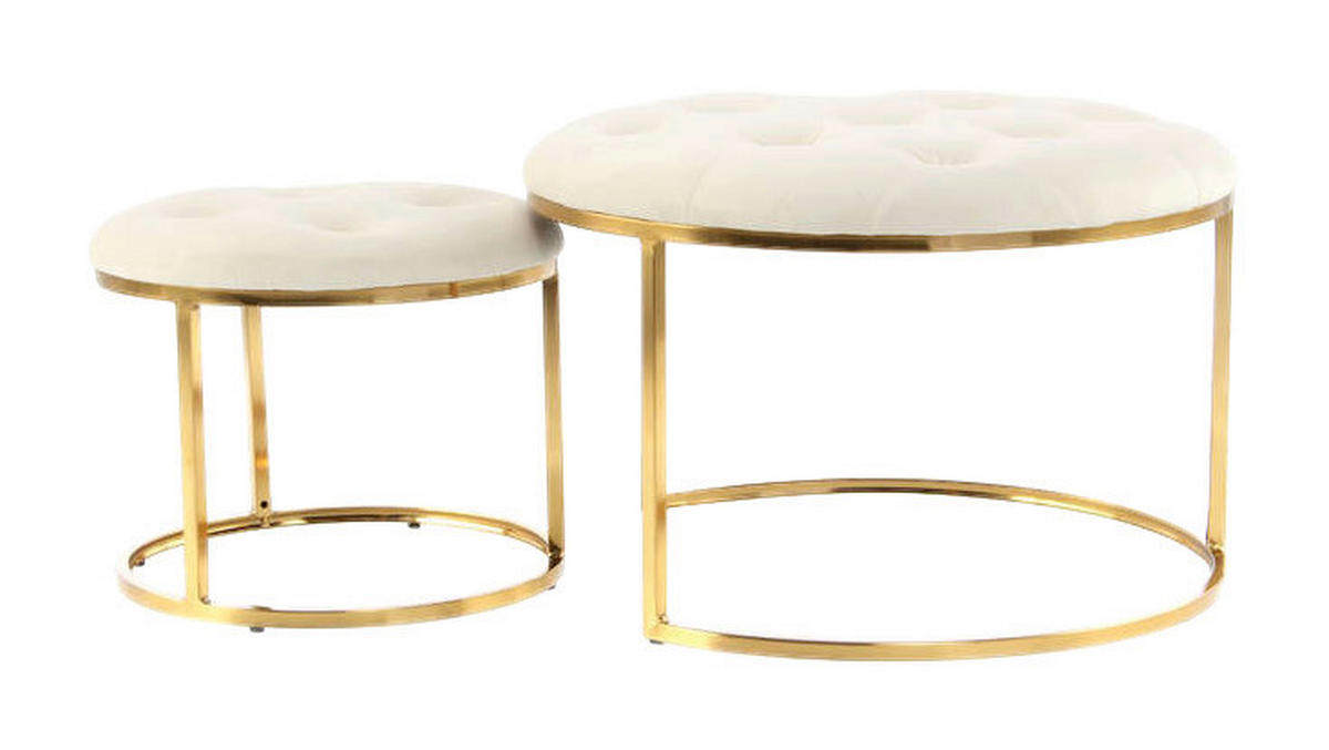360 Living Hocker Becky 800 2er elfenbein gold Metall Samt H/D: ca. 41x60 cm Becky 800 2er - gold/elfenbein (60,00/41,00cm) - 360 Living
