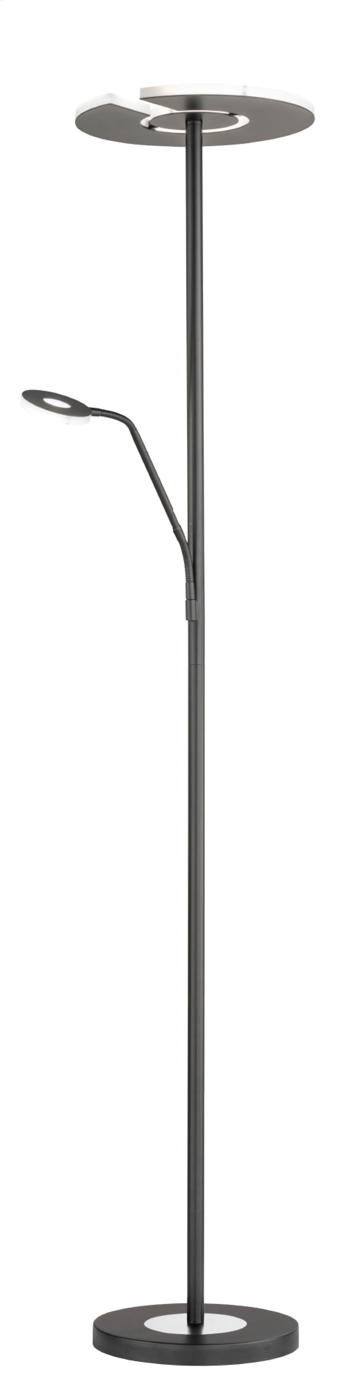 Fischer & Honsel LED-Stehleuchte 40318 Chrom schwarz Metall B/H/T: ca. 35x180x50 cm 1 Brennstellen Dent - schwarz/Chrom (35,00/180,00/50,00cm) - Fischer & Honsel