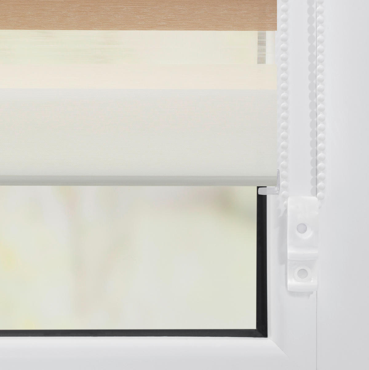 Doppelrollo Duo creme B/L: ca. 100x150 cm Duo - braun/weiß (100,00/150,00cm) - LICHTBLICK