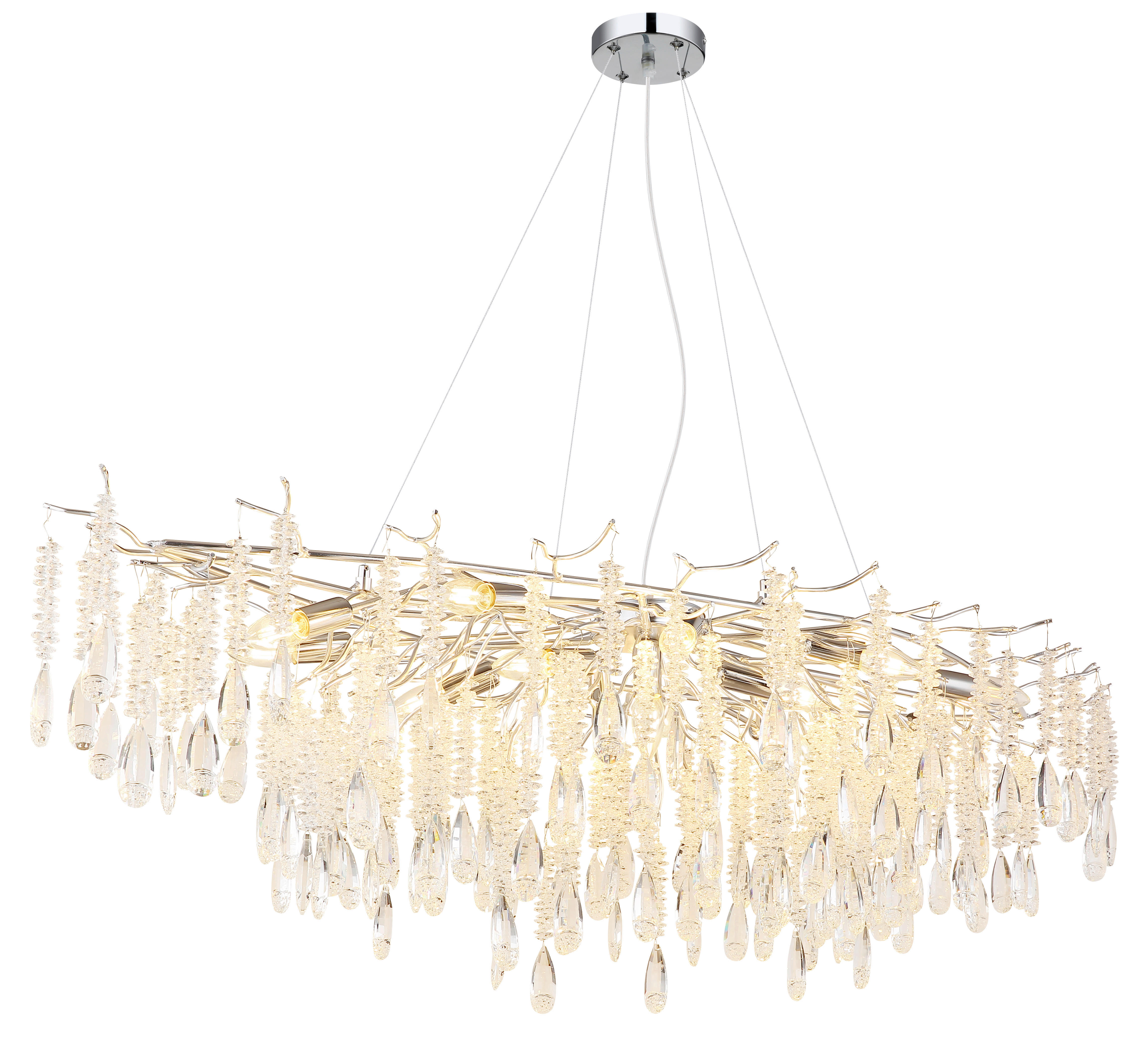 GLOBO Luster klar silber Glas Metall B/H/L: ca. 60x120x150 cm E14 14 Brennstellen Kinga - klar/silber (150,00/60,00/120,00cm) - GLOBO