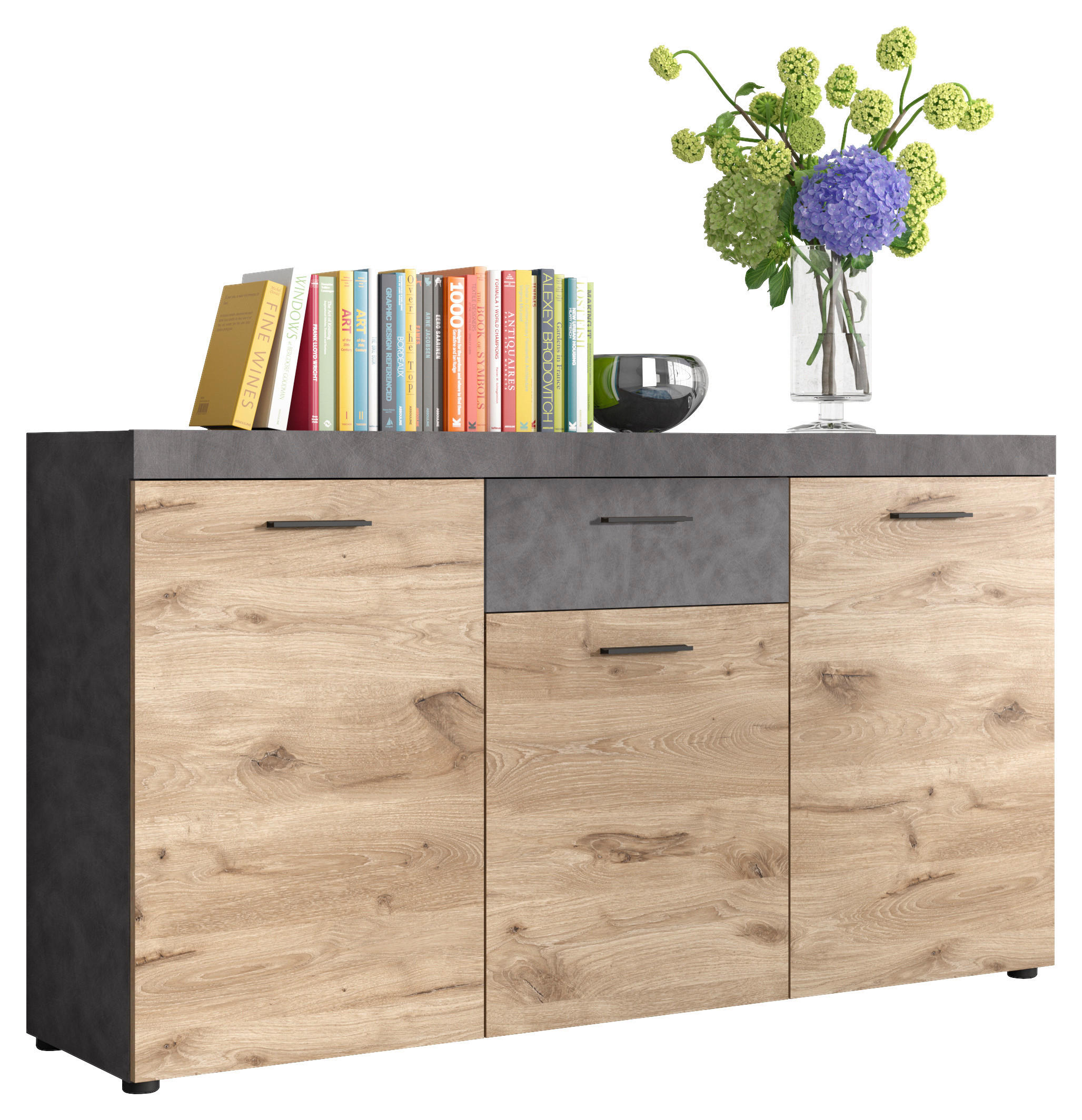 Sideboard Swift Nox Oak Nachbildung Matera Nachbildung B/H/T: ca. 160x89x40 cm Swift - (160,00/89,00/40,00cm)