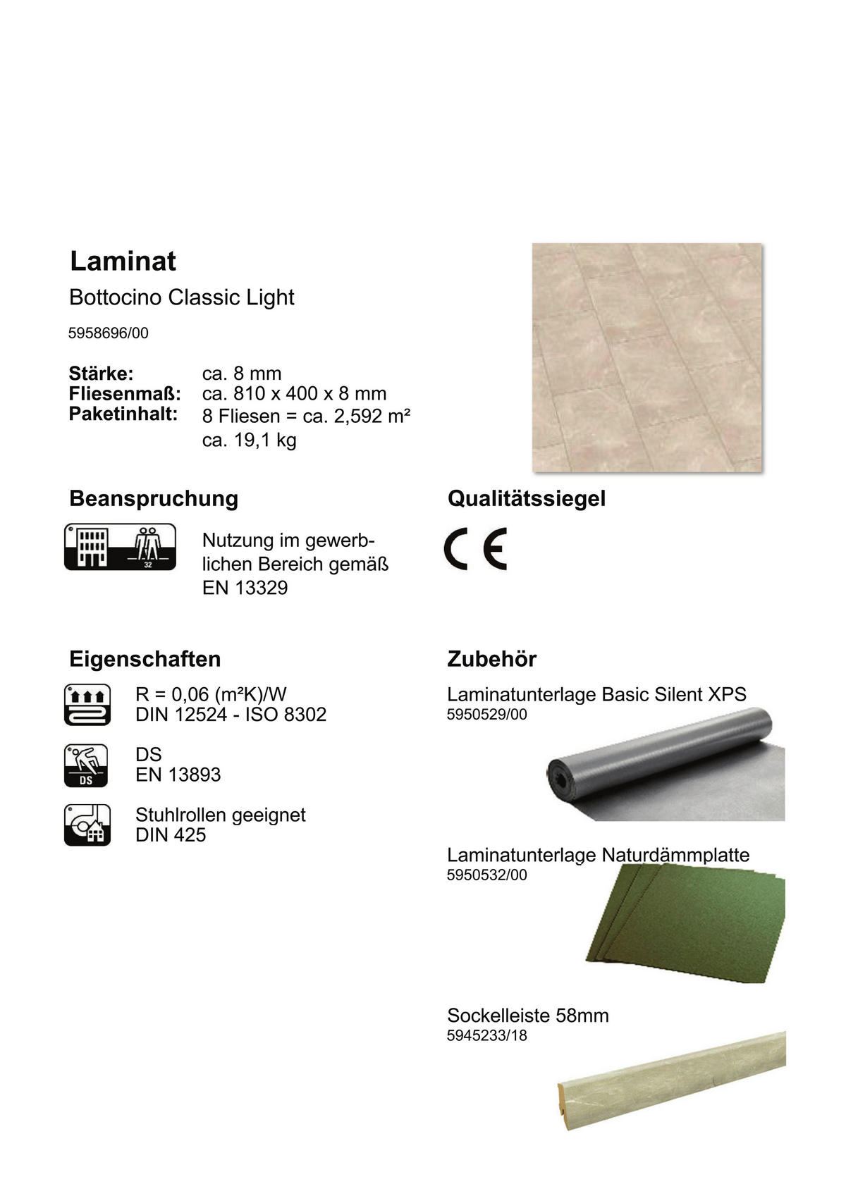 Jangal Laminatboden Bottocino hell ca.2,592 m² im Paket  B/L: ca. 40x81 cm pro Paket Bottocino hell ca.2,592 m² im Paket - (40,00/81,00cm) - Jangal
