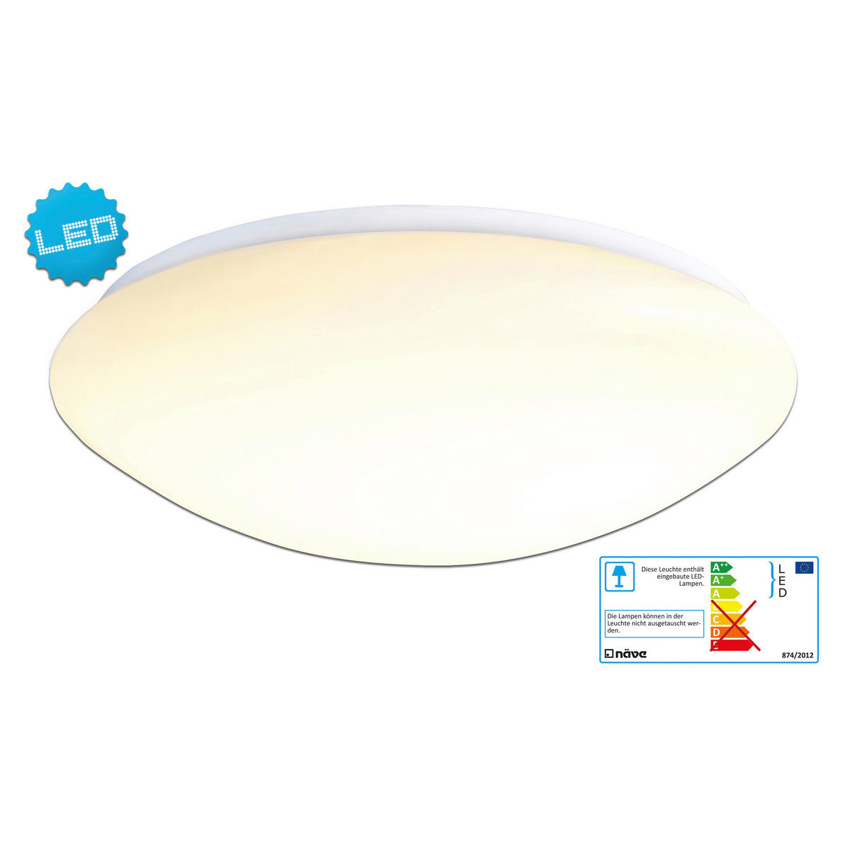 Näve Leuchten LED-Deckenleuchte weiß Kunststoff Metall B/H/T/D: ca. 26x9x26x26 cm DUBLIN - weiß (26,00/9,00/26,00cm) - Näve Leuchten