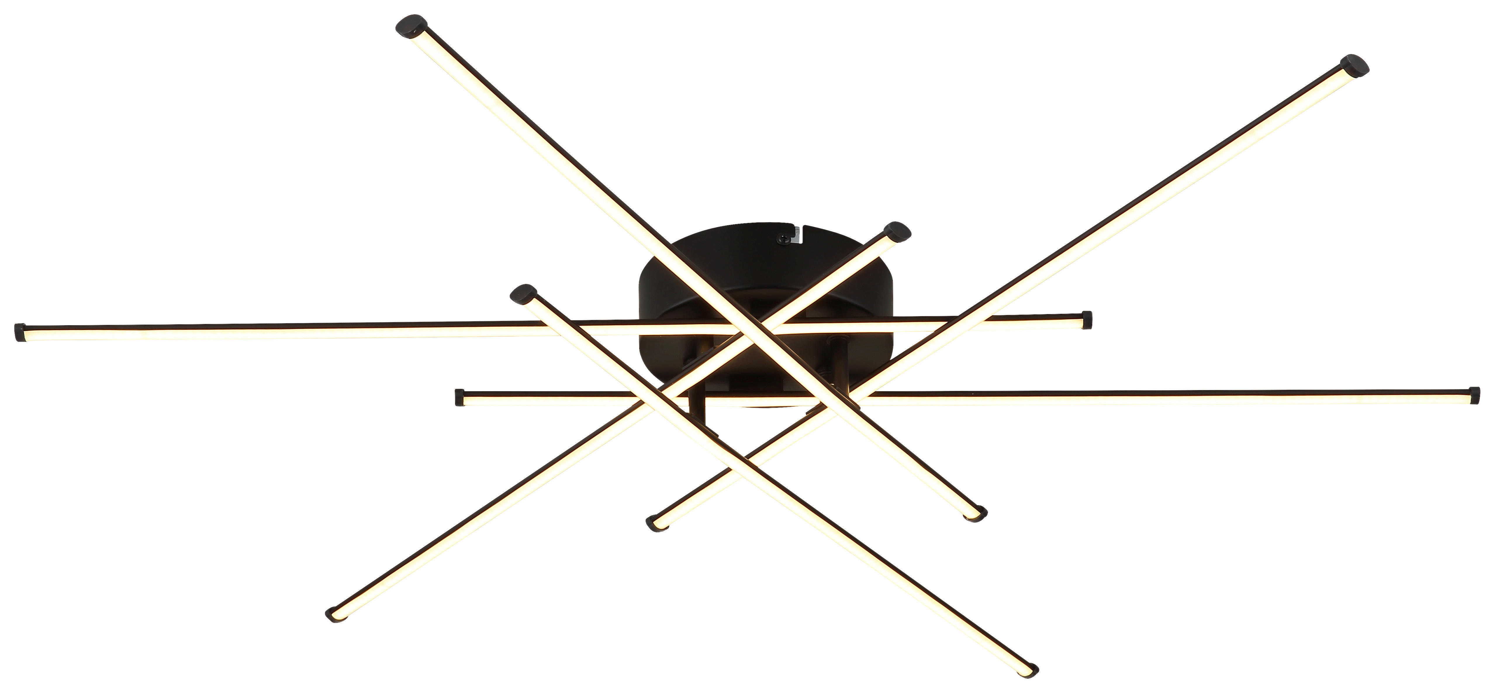 GLOBO LED-Deckenleuchte mattschwarz Opal Kunststoff Metall H/D: ca. 7,7x80 cm 1 Brennstellen LAWSON - Opal/mattschwarz (80,00/7,70cm) - GLOBO