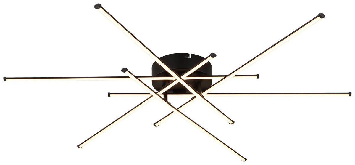 GLOBO LED-Deckenleuchte mattschwarz Opal Kunststoff Metall H/D: ca. 7,7x80 cm 1 Brennstellen LAWSON - Opal/mattschwarz (80,00/7,70cm) - GLOBO