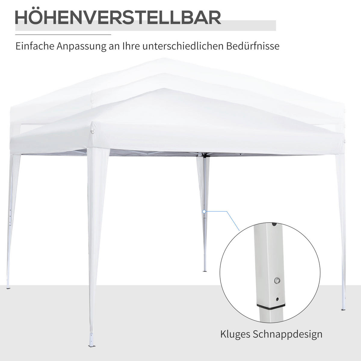 Outsunny Pavillon weiß Polyester B/H/L: ca. 2,95x2,95x2,58 cm Faltpavillon - weiß (2,58/2,95/2,95cm) - Outsunny