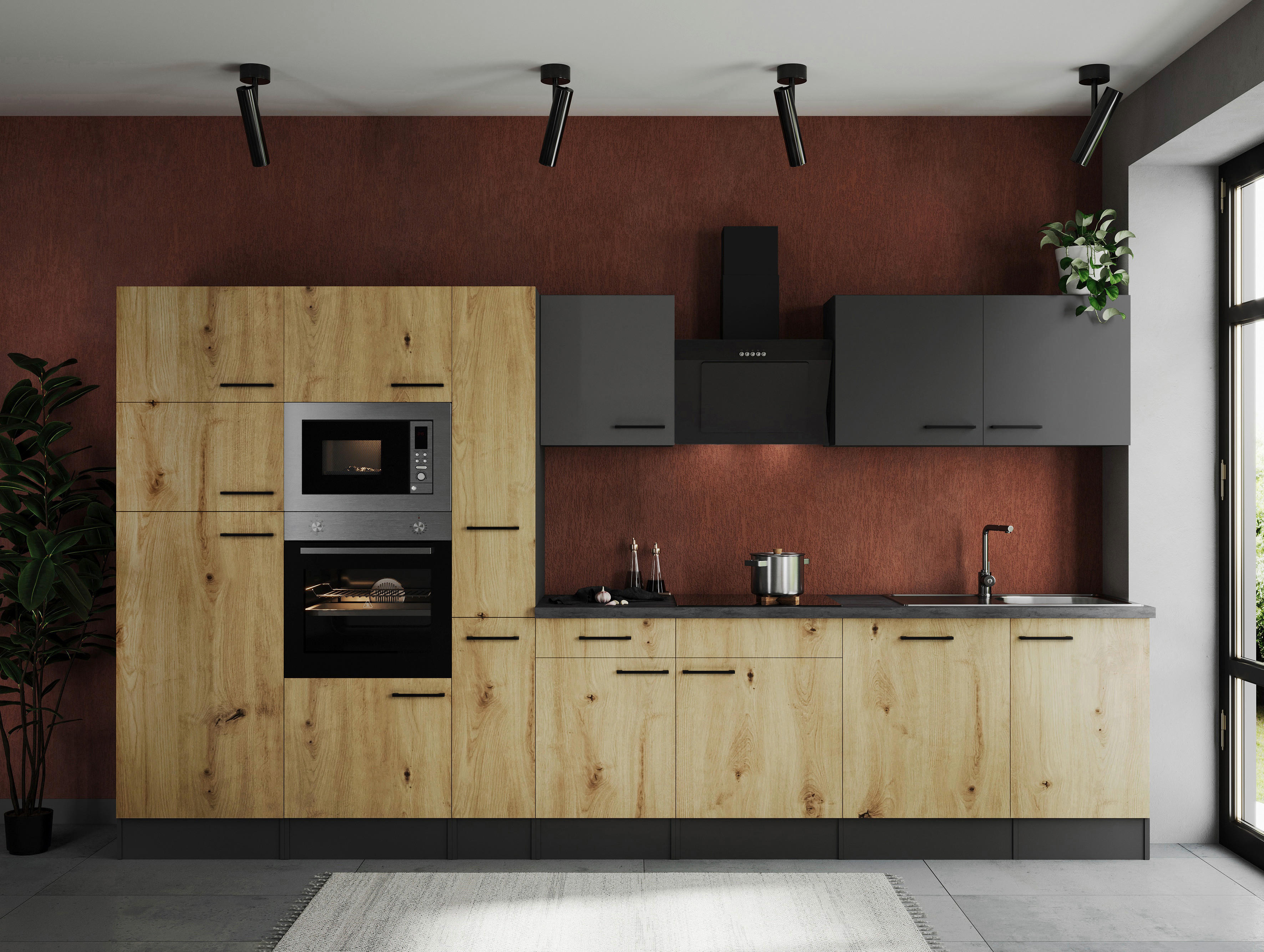 Küchenblock Oliver B/H/T: ca. 370x205x60 cm Oliver - granit/grau (370,00/205,00/60,00cm) - Respekta