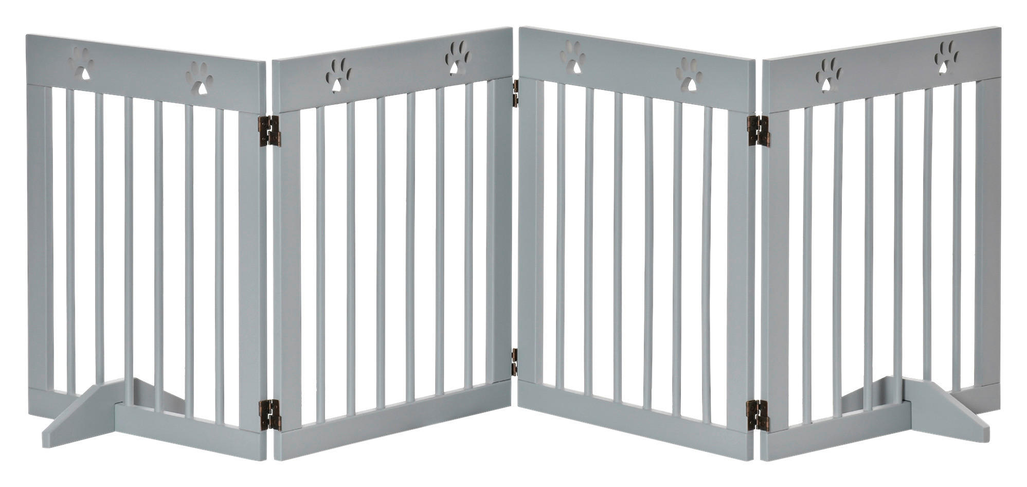 PawHut Hunde-Absperrgitter grau Kiefer B/H/L: ca. 30x61x204 cm Hunde-Absperrgitter - grau (204,00/30,00/61,00cm) - PawHut