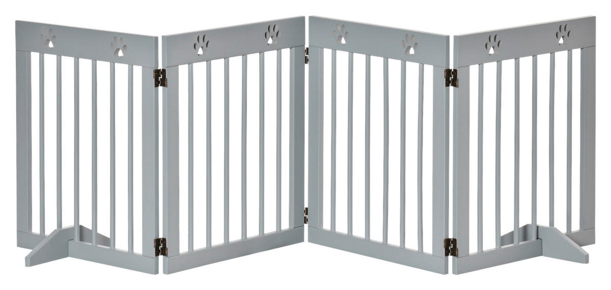 PawHut Hunde-Absperrgitter grau Kiefer B/H/L: ca. 30x61x204 cm Hunde-Absperrgitter - grau (204,00/30,00/61,00cm) - PawHut