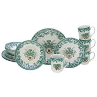 CreaTable Kombiservice Weihnachten grün Steingut 16 tlg. Weihnachten - grün - CreaTable