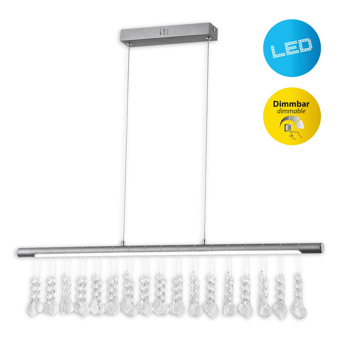 Näve Leuchten Pendelleuchte 7093150 stahlfarbig Kunststoff Metall B/H/T: ca. 6x120x100 cm null 1 Brennstellen Nobilis - stahlfarbig (6,00/120,00/100,00cm) - Näve Leuchten