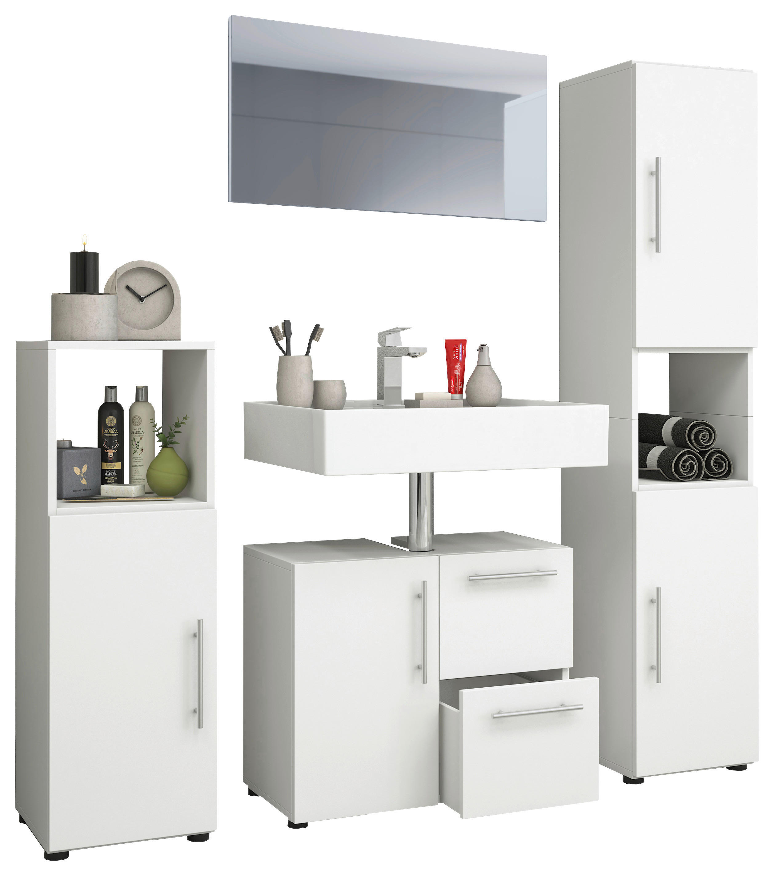 Badezimmer-Set Flandu weiß B/H/T: ca. 61x51x32 cm Flandu - weiß (61,00/51,00/32,00cm) - VCM Möbel