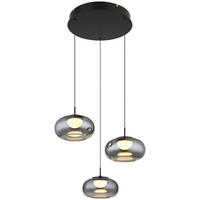 GLOBO LED-Pendelleuchte mattschwarz Rauch schwarz Metall Glas H/D: ca. 150x49 cm 1.0 Brennstellen QUINTARA - schwarz/mattschwarz (49,00/150,00cm) - GLOBO