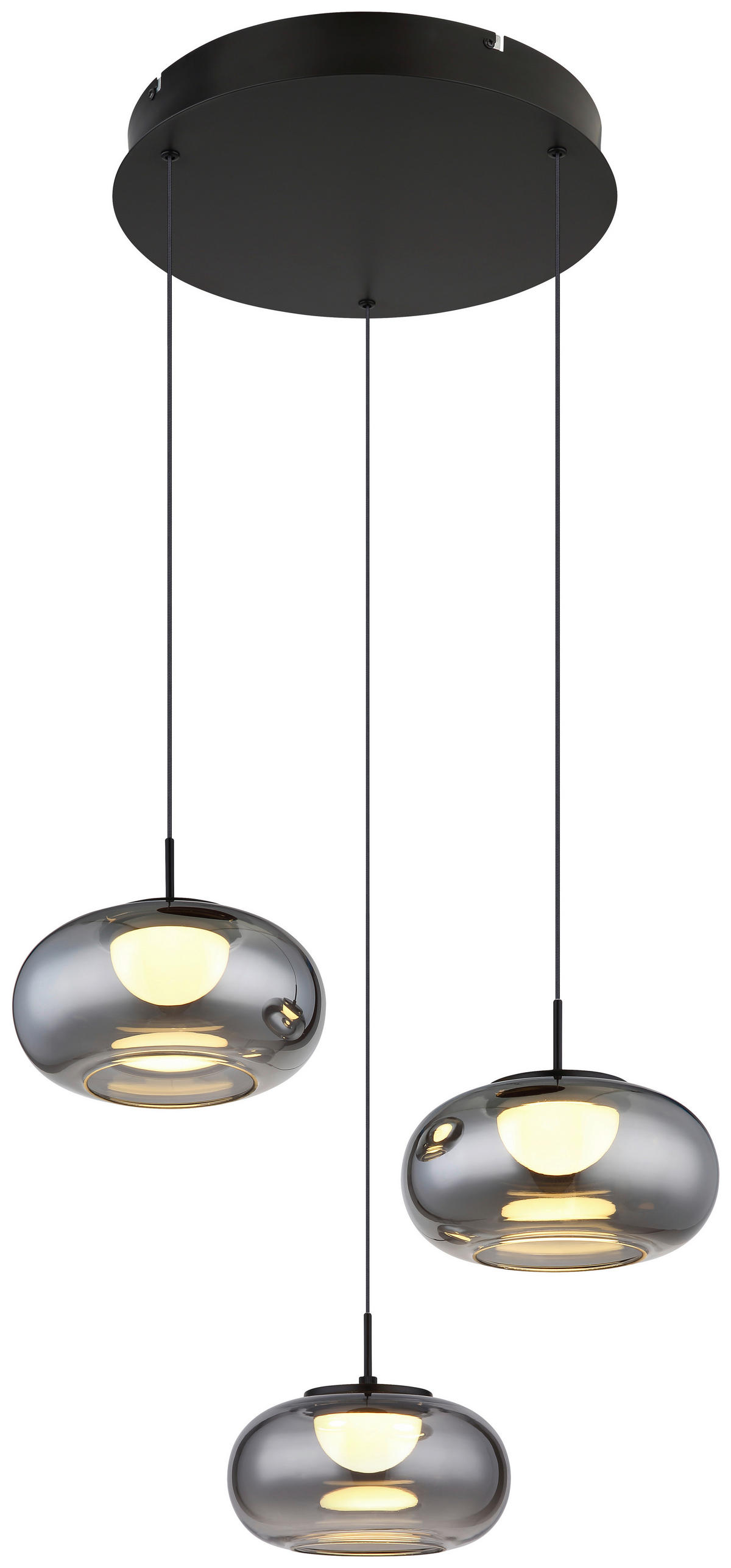 GLOBO LED-Pendelleuchte mattschwarz Rauch schwarz Metall Glas H/D: ca. 150x49 cm 1.0 Brennstellen QUINTARA - schwarz/mattschwarz (49,00/150,00cm) - GLOBO