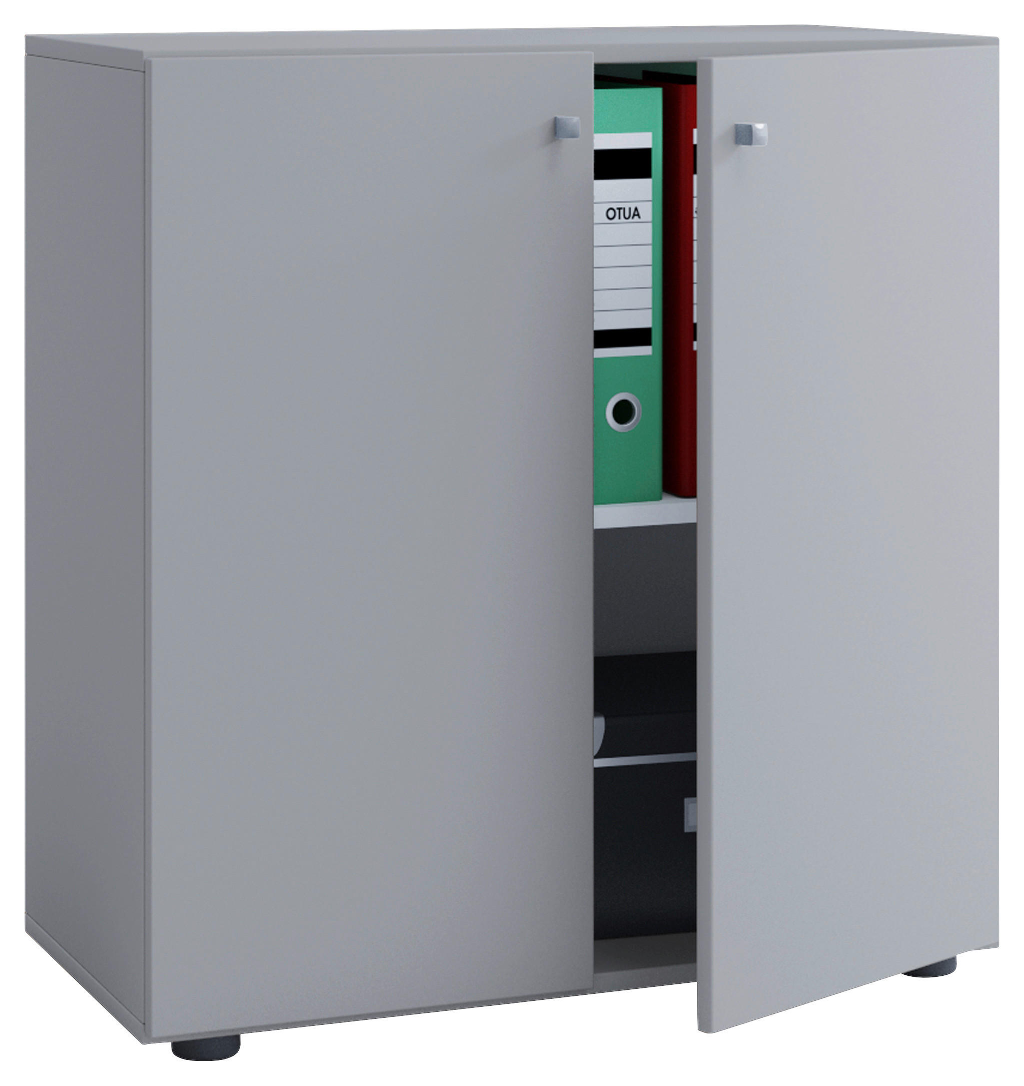 Büroschrank Lona L grau weiß B/H/T: ca. 70x74x39 cm Lona L - weiß/grau (70,00/74,00/39,00cm) - VCM Möbel