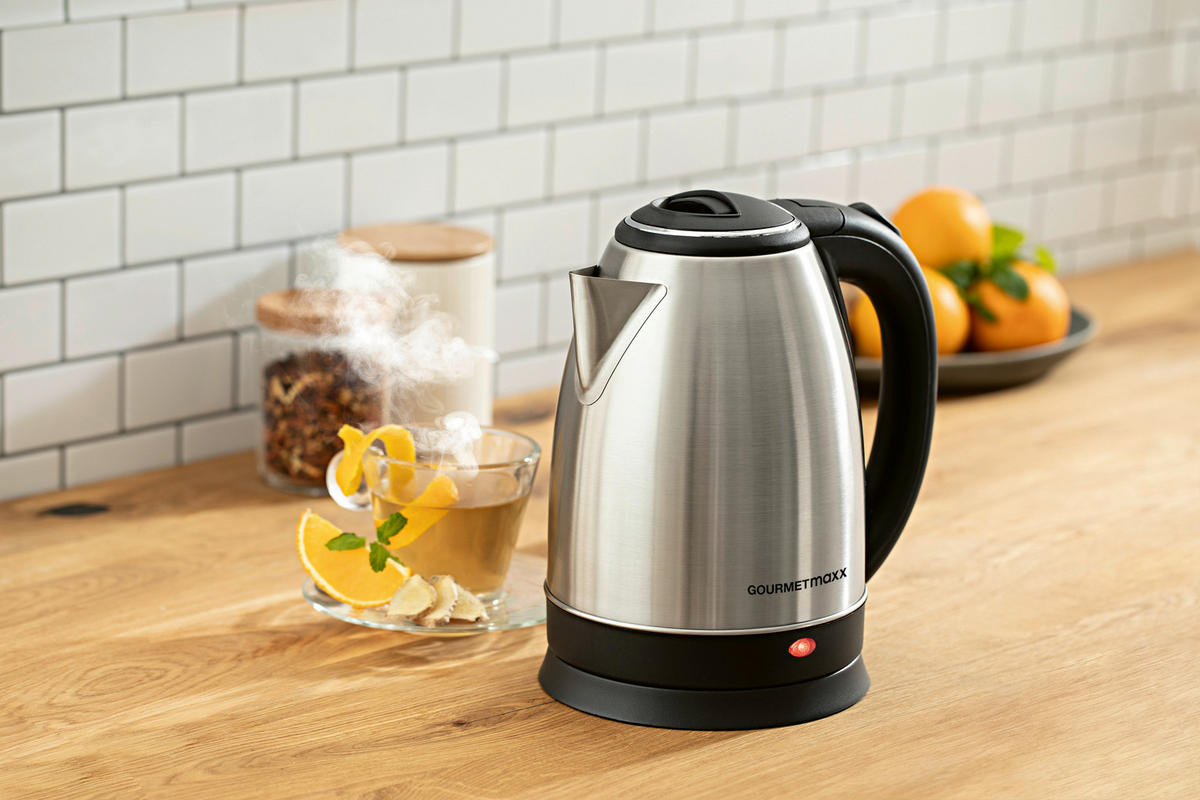 GOURMETmaxx Wasserkocher 13704 schwarz silber Kunststoff Edelstahl B/H/L: ca. 16x24x21 cm ca. 1,8 l Wasserkocher_Edelstahl 13704 - schwarz/silber (21,00/16,00/24,00cm) - GOURMETmaxx