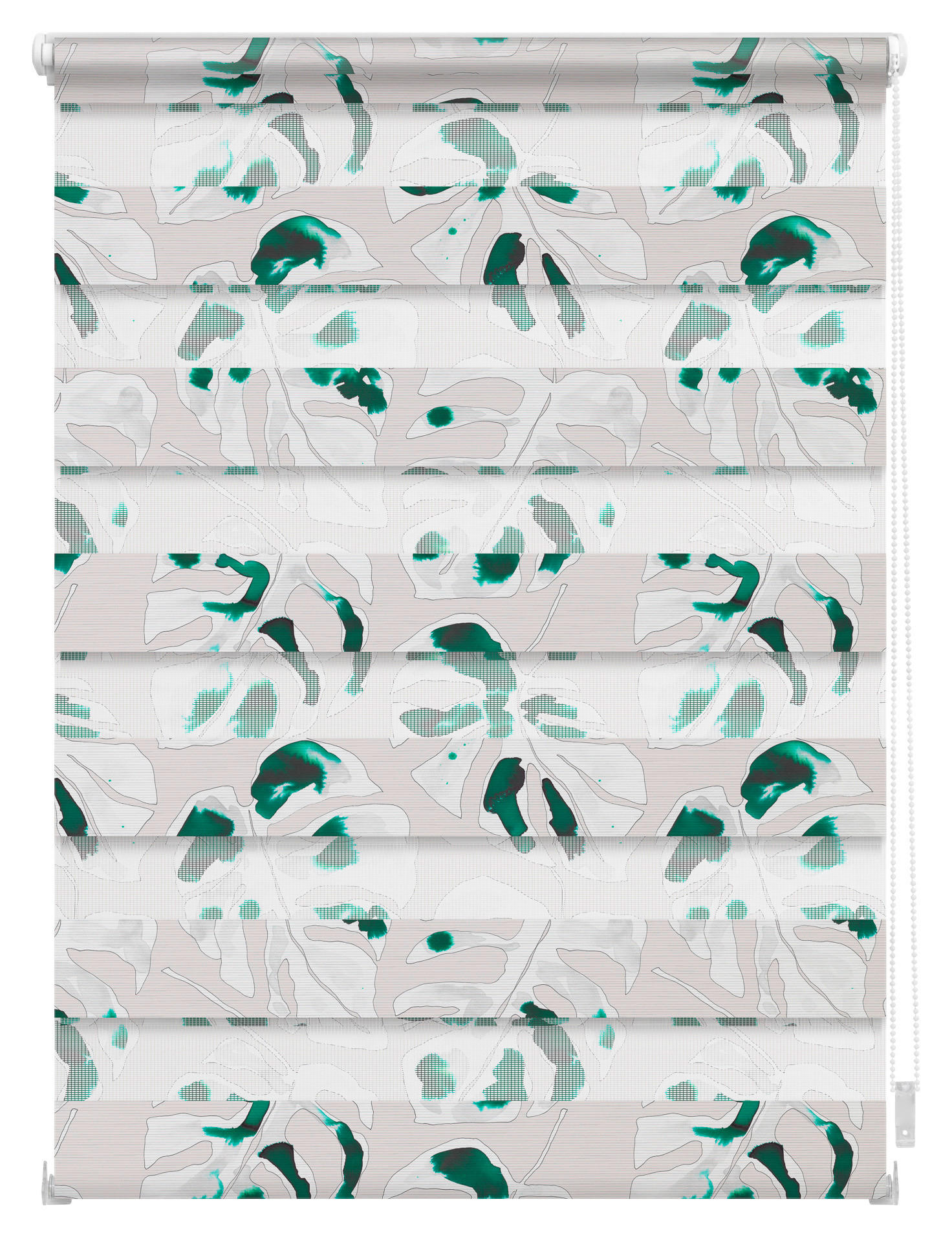 Thumbnail - LICHTBLICK Doppelrollo Duo Monstera schwarz B/T: ca. 45x150 cm