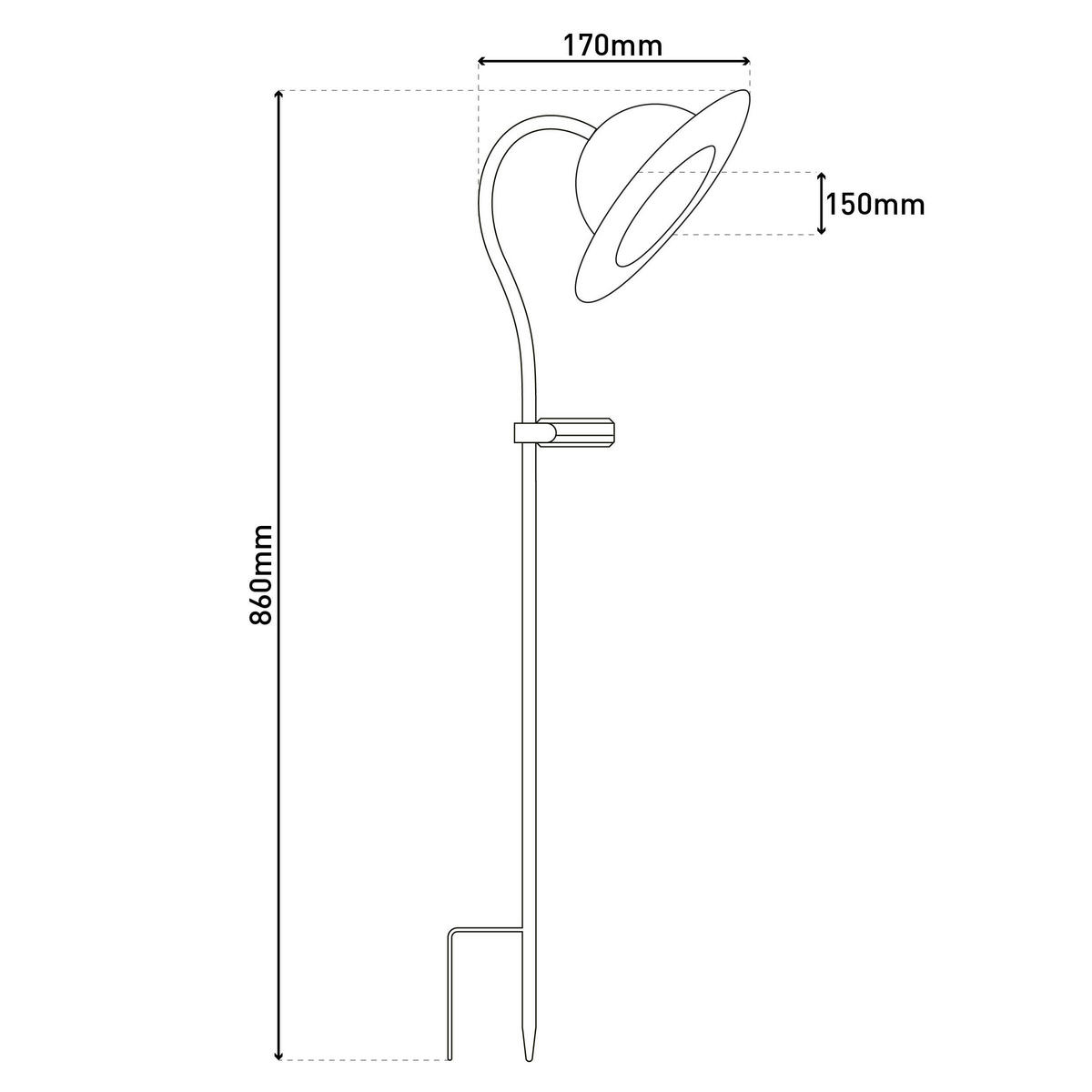 LED-Solarleuchte 4136322 schwarz Metall B/H/T: ca. 17x86x15 cm LED Solarleuchte BOWLER mit LED - schwarz (17,00/86,00/15,00cm) - Näve Leuchten