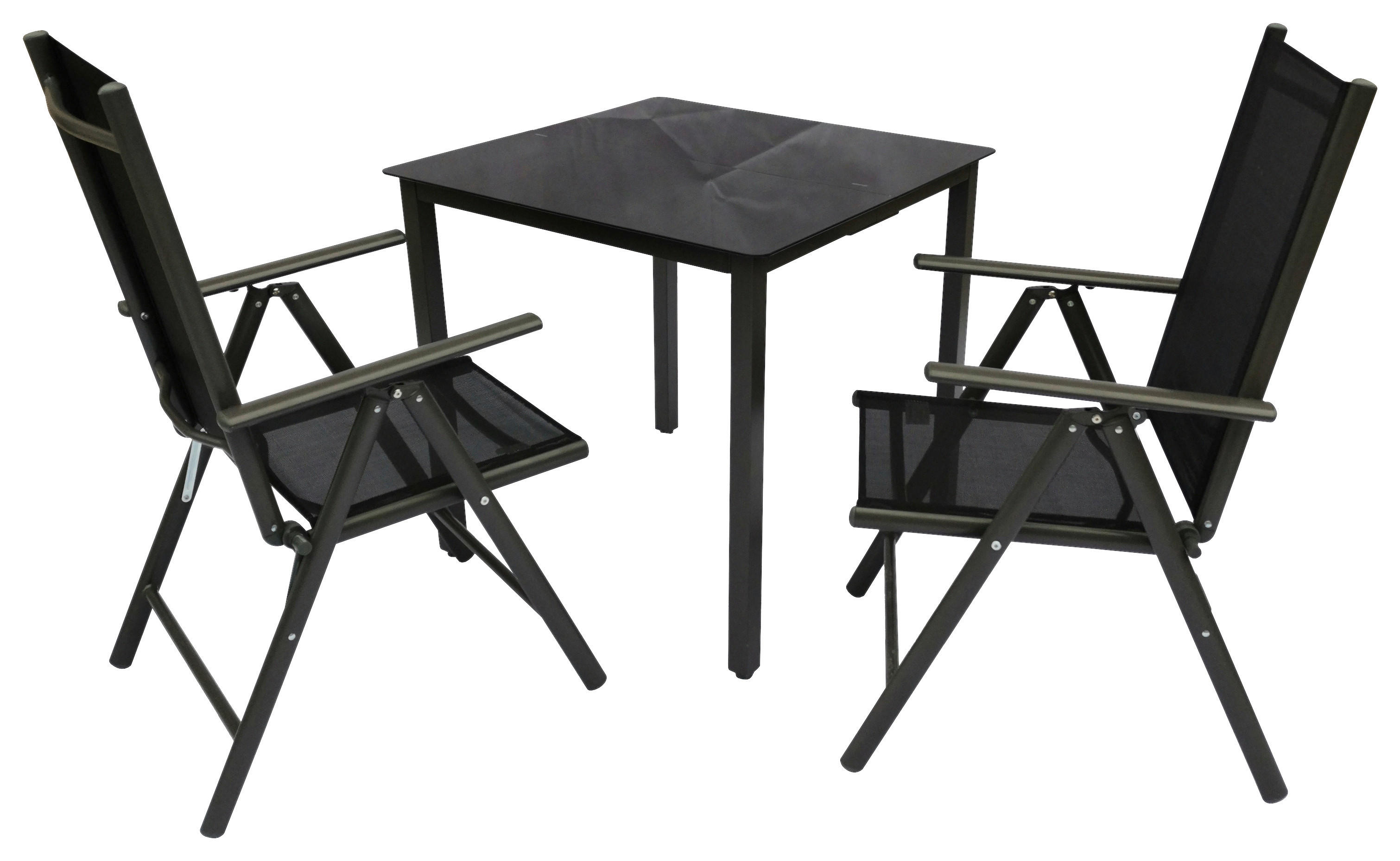 VCM Gartensitzgruppe anthrazit Aluminium Gartensitz-Essgruppe_3tlg. - anthrazit - VCM