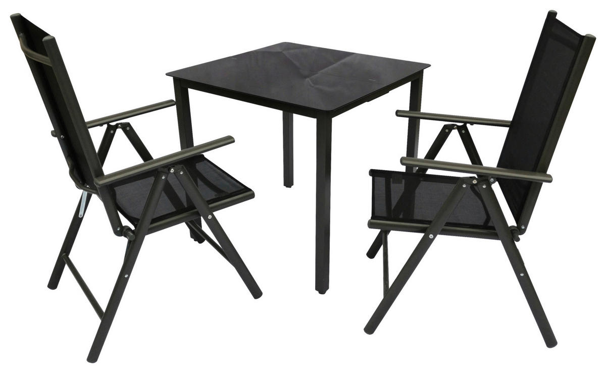 VCM Gartensitzgruppe anthrazit Aluminium Gartensitz-Essgruppe_3tlg. - anthrazit - VCM