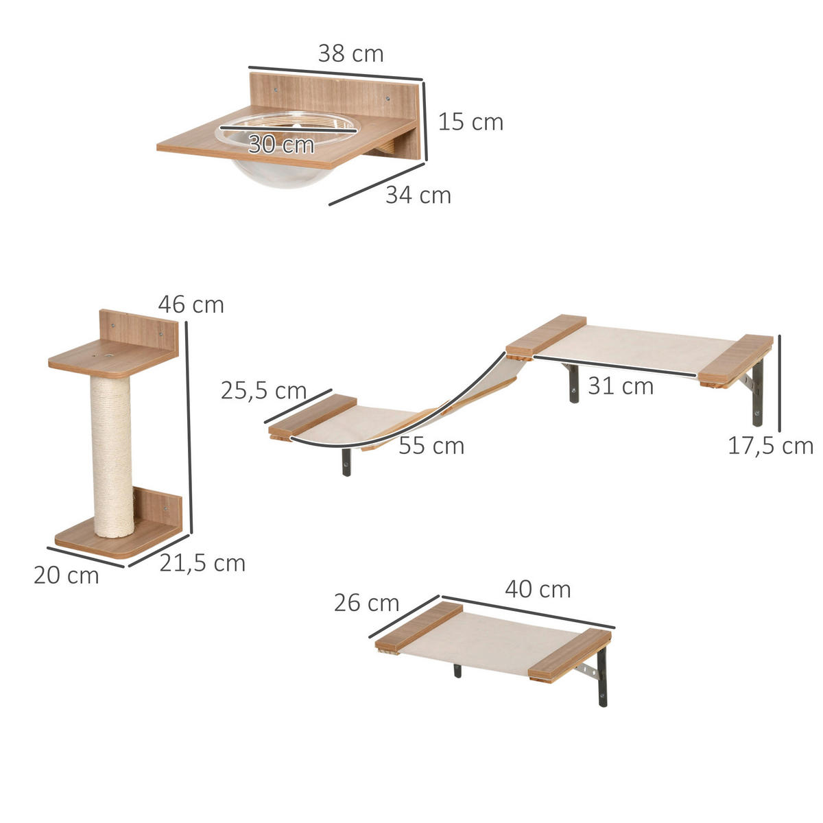 PawHut Katzen-Zubehör braun Polypropylen B/H/L: ca. 25,5x100x17,5 cm Katzenkletterwand - braun (17,50/25,50/100,00cm) - PawHut