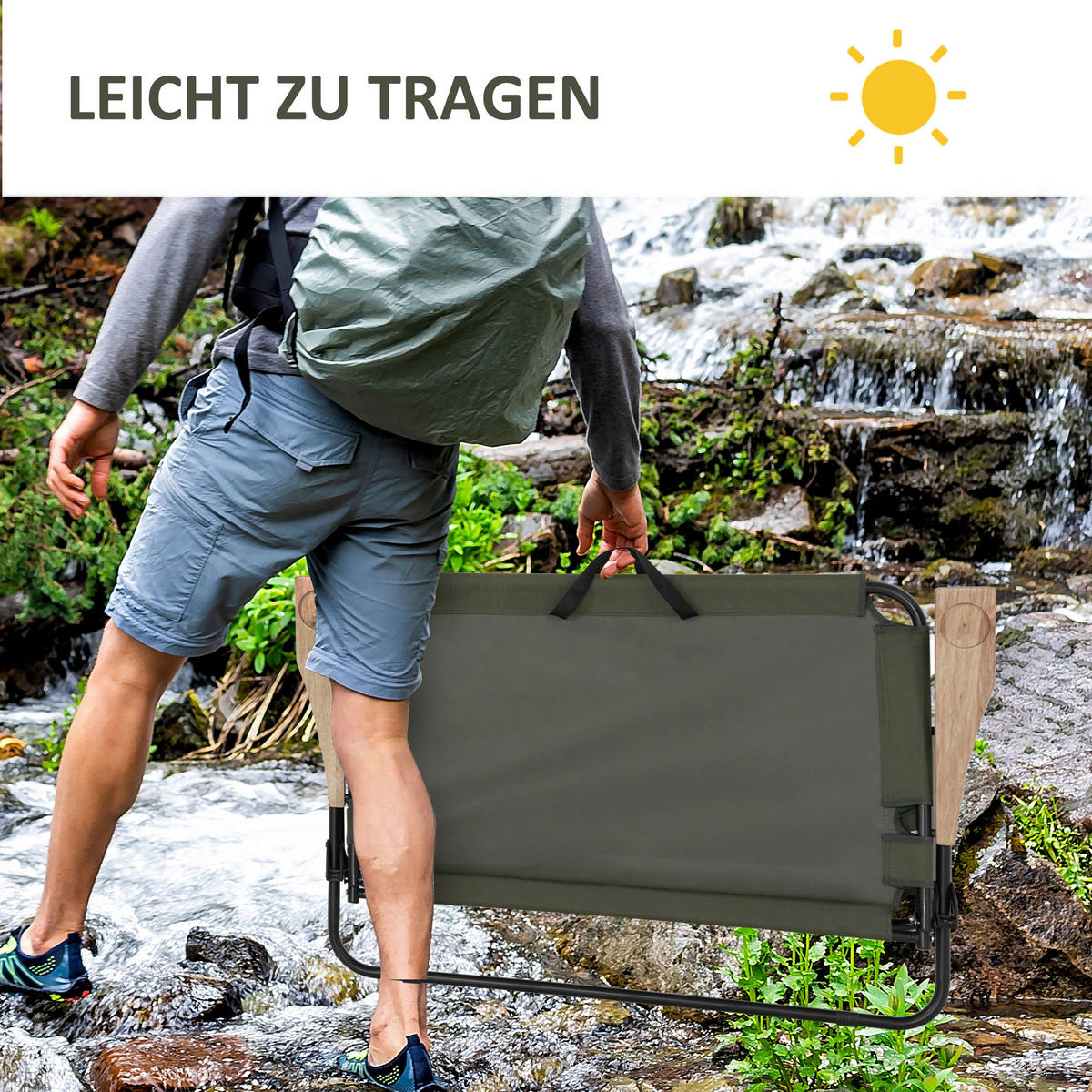 Outsunny Campingartikel B/H/L: ca. 67x114x80 cm Campingstuhl - grün (80,00/67,00/114,00cm) - Outsunny