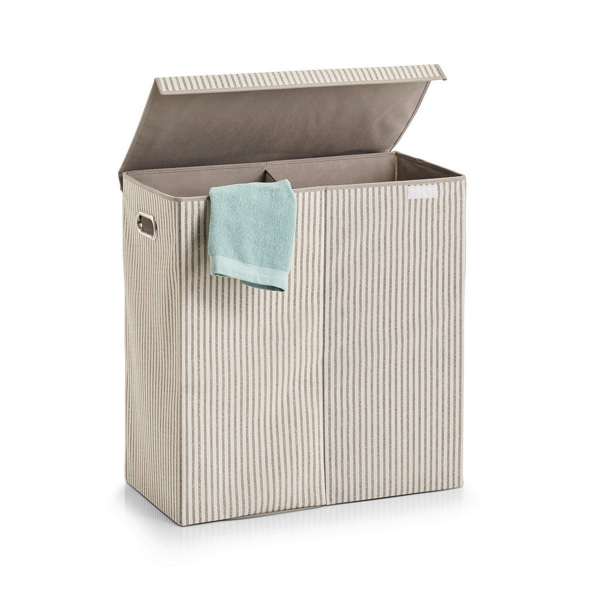 Zeller Wäschesammler 2-fach Stripes Stripes - beige (61,50/31,00/63,00cm) - Zeller