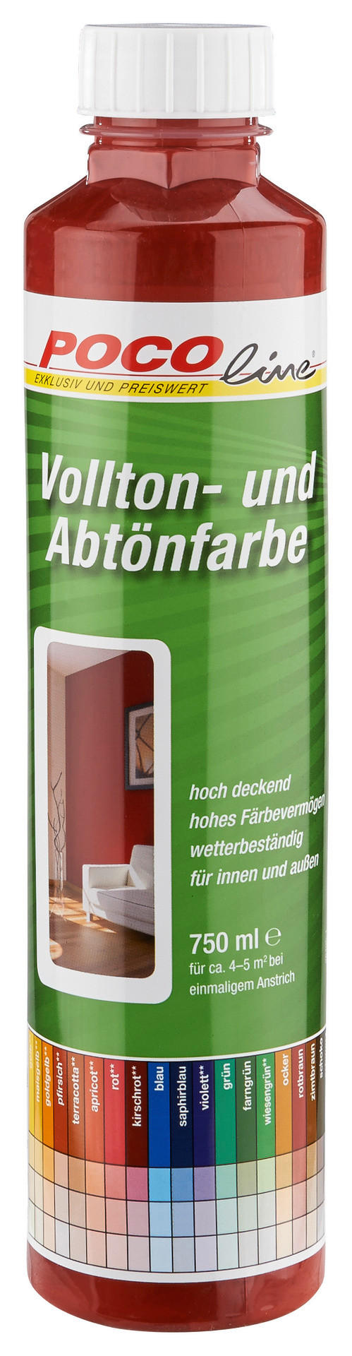 POCOline Vollton- und Abtönfarbe rotbraun ca. 0,75 l Voll+Abtönfarbe 750ml rotbraun - rotbraun (750ml) - POCOline