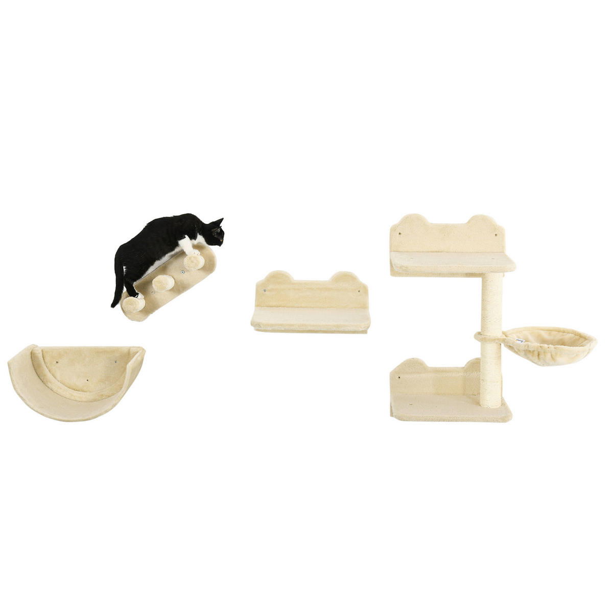 PawHut Katzen Kletterwand beige Polyester B/H/L: ca. 28x73x40 cm Katzen Kletterwand - beige (40,00/28,00/73,00cm) - PawHut