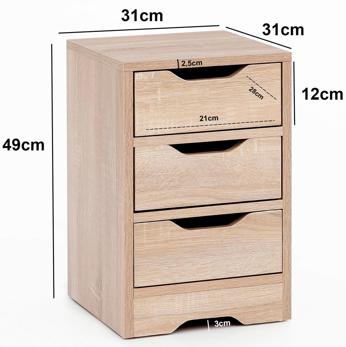 Nachtkonsole Sonoma Nachbildung B/H/T: ca. 31x49x31 cm Nachtkonsole - (31,00/49,00/31,00cm) - Wohnling