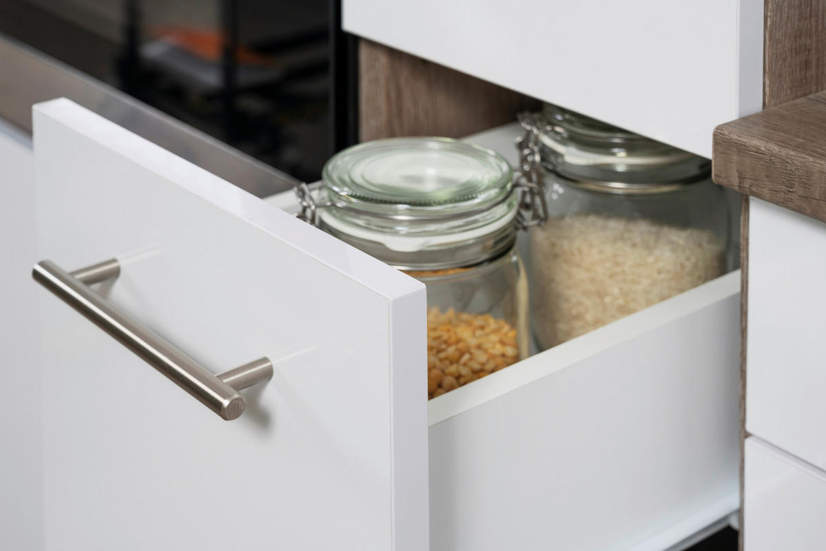 Respekta Winkelküche KBL370EYWMISGKE weiß B/H/T: ca. 370x205x172 cm KBL370EYWMISGKE - Eiche/weiß (370,00/205,00/172,00cm) - Respekta