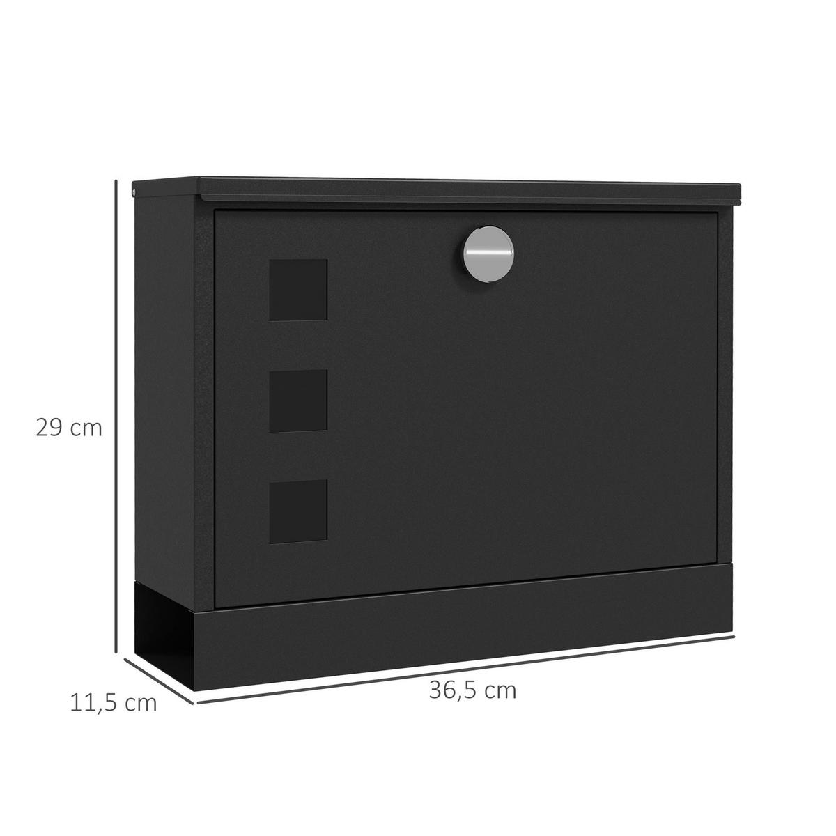 HOMCOM Briefkasten schwarz B/H/L: ca. 11,5x36,5x29 cm Briefkasten - schwarz (29,00/11,50/36,50cm) - HOMCOM