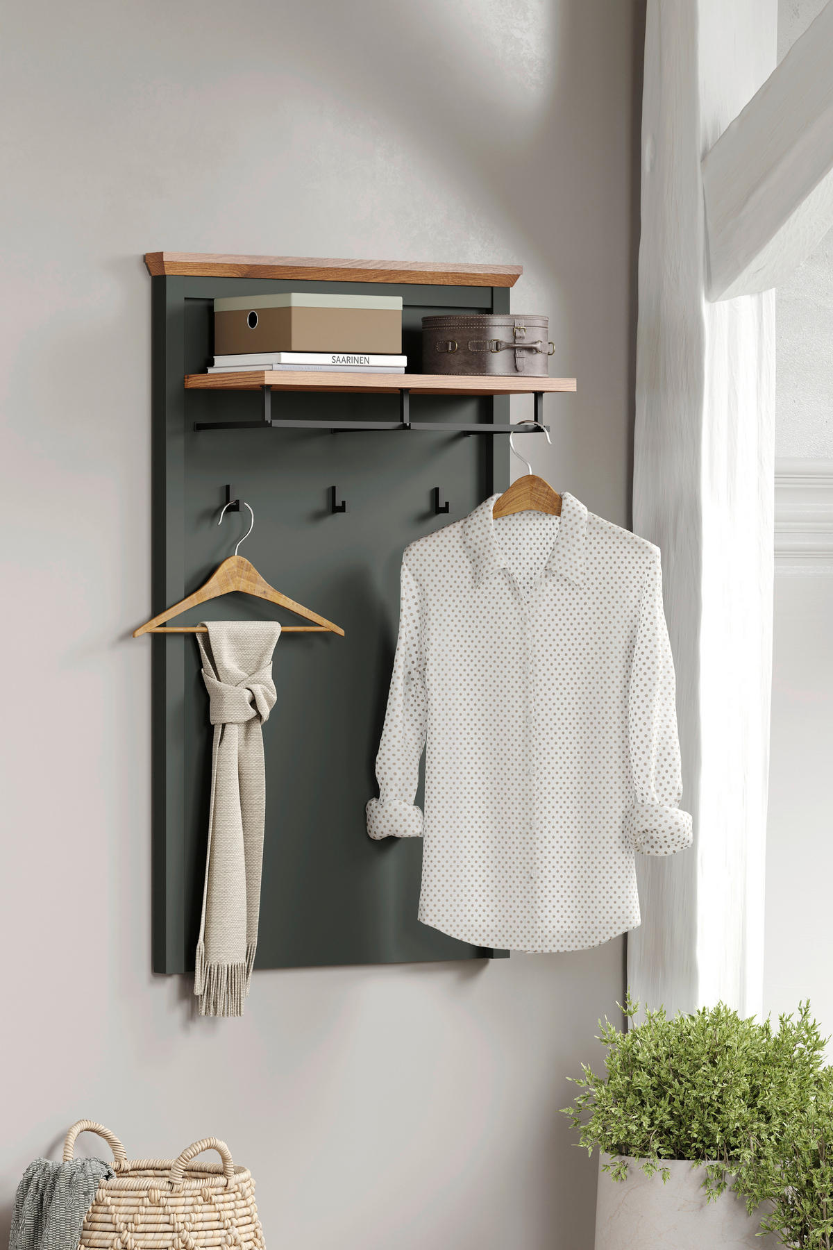 Garderobenpaneel Stanton tannengrün Eiche Evoke Coast Nachbildung B/H/T: ca. 77x123x28 cm Stanton - Eiche/tannengrün (77,00/123,00/28,00cm)