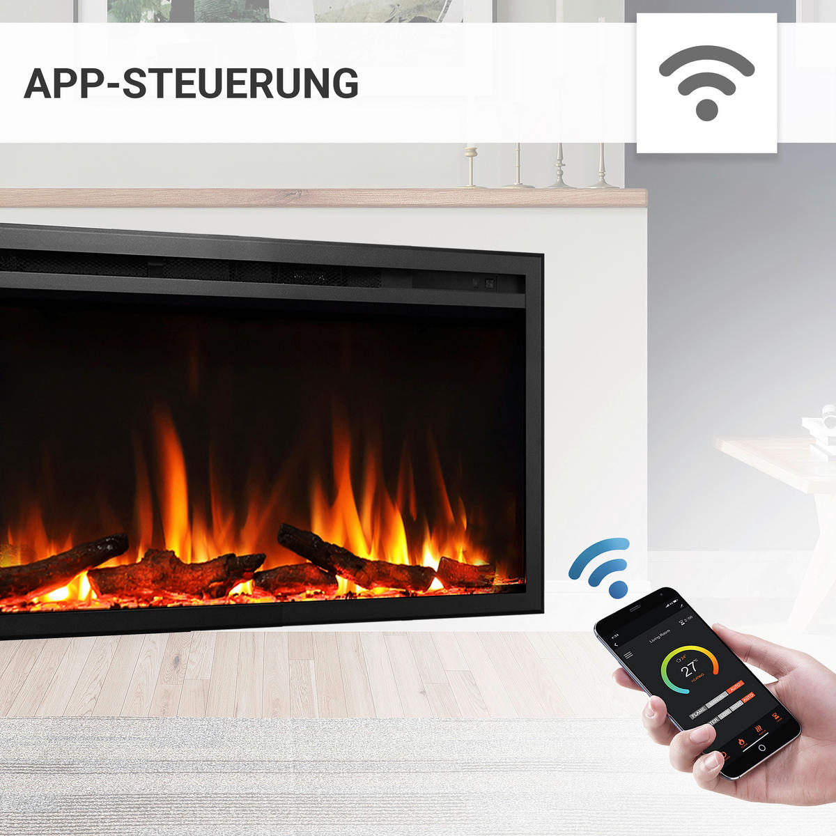 Balderia Elektrischer-Kamin Atlanta EF385B schwarz B/H/L: ca. 14,7x48x84 cm Elektro-Kamin Atalanta 33" - schwarz (84,00/14,70/48,00cm) - Balderia
