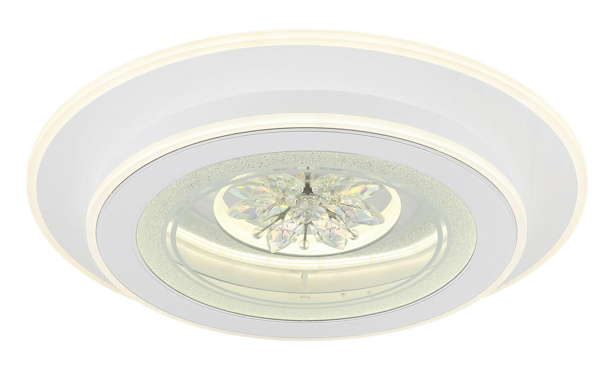 GLOBO LED-Deckenleuchte transparent weiß Opal Metall Kunststoff H/D: ca. 6,5x46 cm BLUMA - weiß/Opal (46,00/6,50cm) - GLOBO