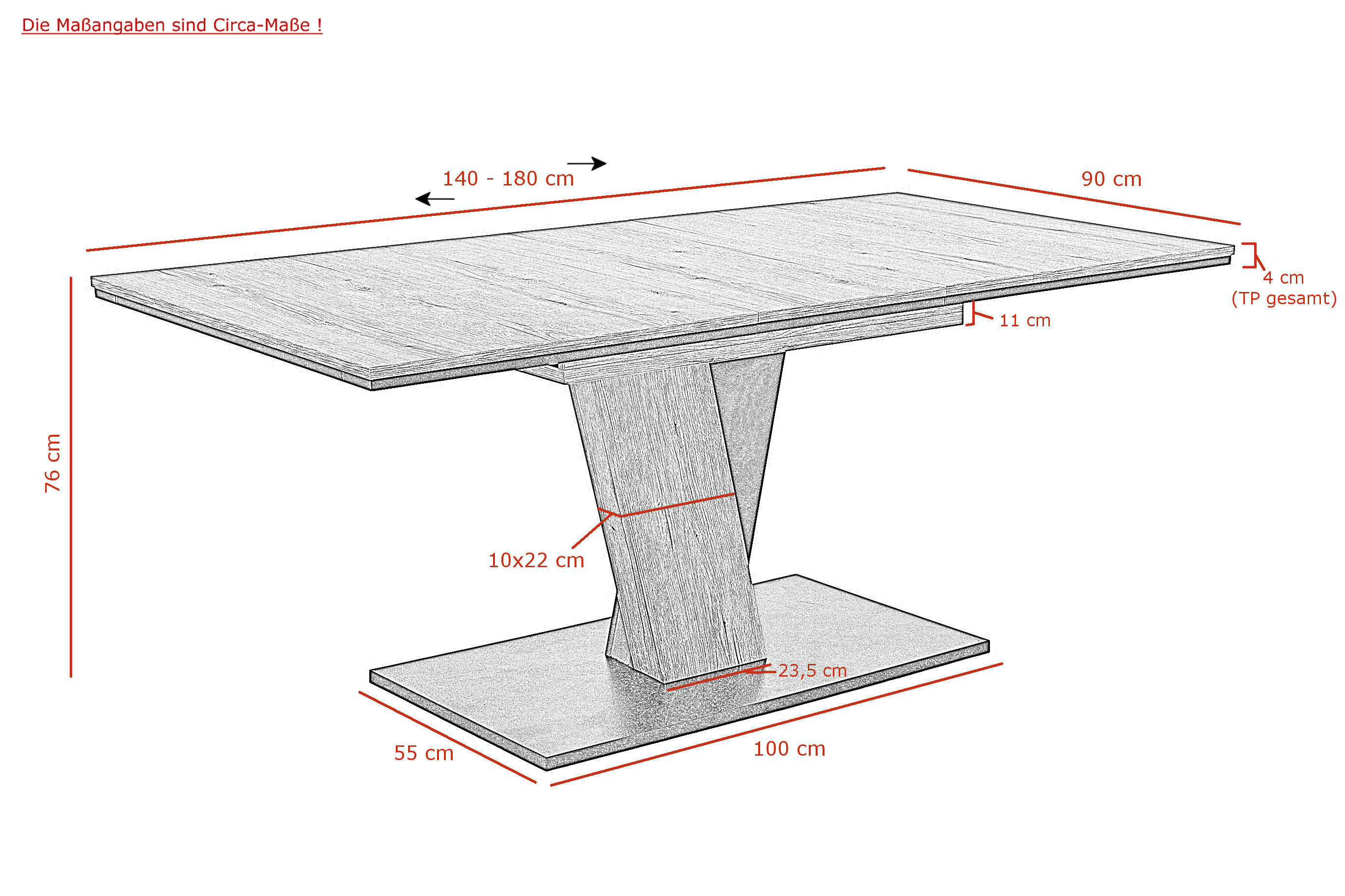 Essgruppe Beke Holzwerkstoff B/H/T: ca. 180x76x90 cm Beke - (180,00/76,00/90,00cm) - Hela