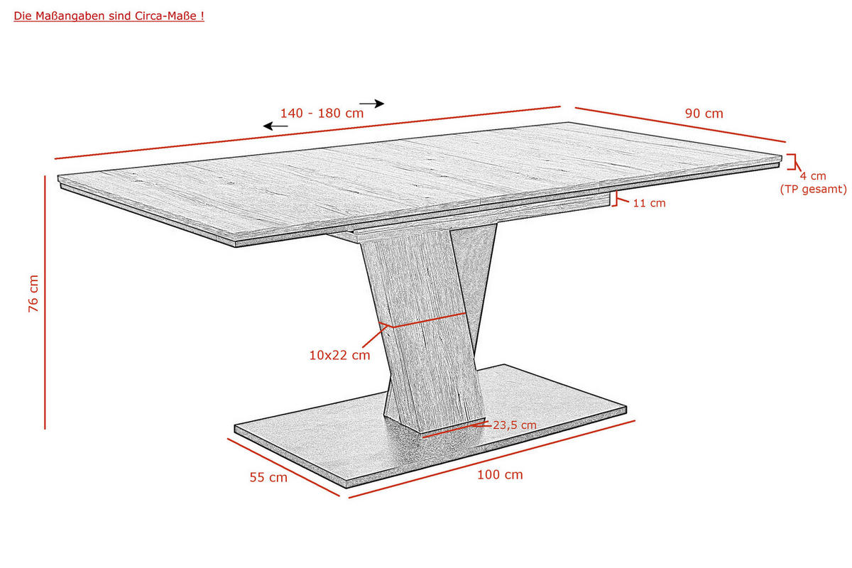 Essgruppe Beke Holzwerkstoff B/H/T: ca. 180x76x90 cm Beke - (180,00/76,00/90,00cm) - Hela