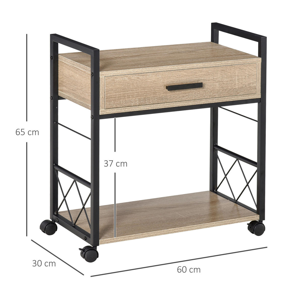 Beistelltisch 833-762AK Eiche Nachbildung B/H/T: ca. 60x65x30 cm 833-762AK - Eiche (60,00/65,00/30,00cm) - HOMCOM