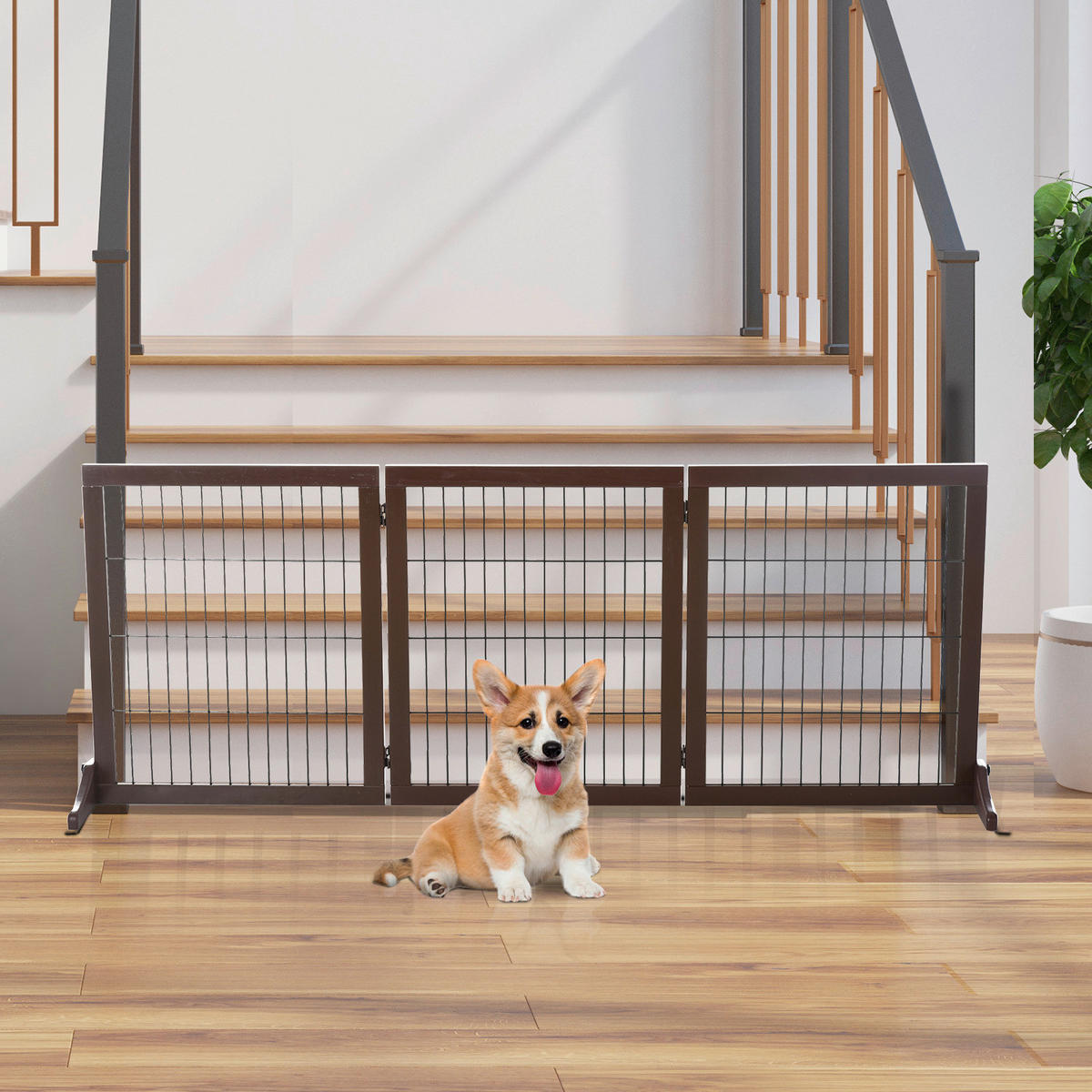 PawHut Absperrgitter braun Kiefer B/H/L: ca. 36x71x185 cm Absperrgitter - braun (185,00/36,00/71,00cm) - PawHut