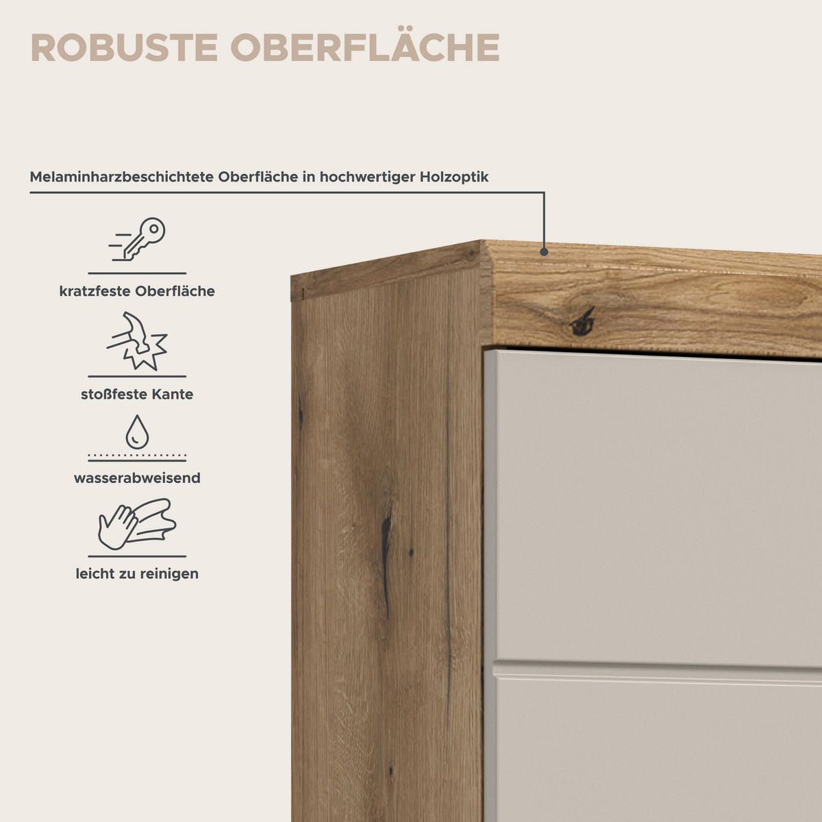 Midischrank Scout Evoke Oak Nachbildung Kaschmirgrau Nachbildung B/H/T: ca. 74x141x31 cm Scout - Kaschmirgrau (74,00/141,00/31,00cm) - xonox.home