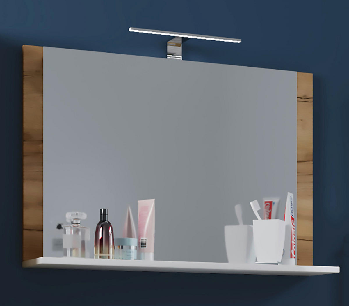 Wandspiegel Lendas Eiche Honig Nachbildung weiß Holzwerkstoff B/H/T: ca. 80x65x17 cm Lendas - Eiche/weiß (80,00/65,00/17,00cm) - VCM Möbel