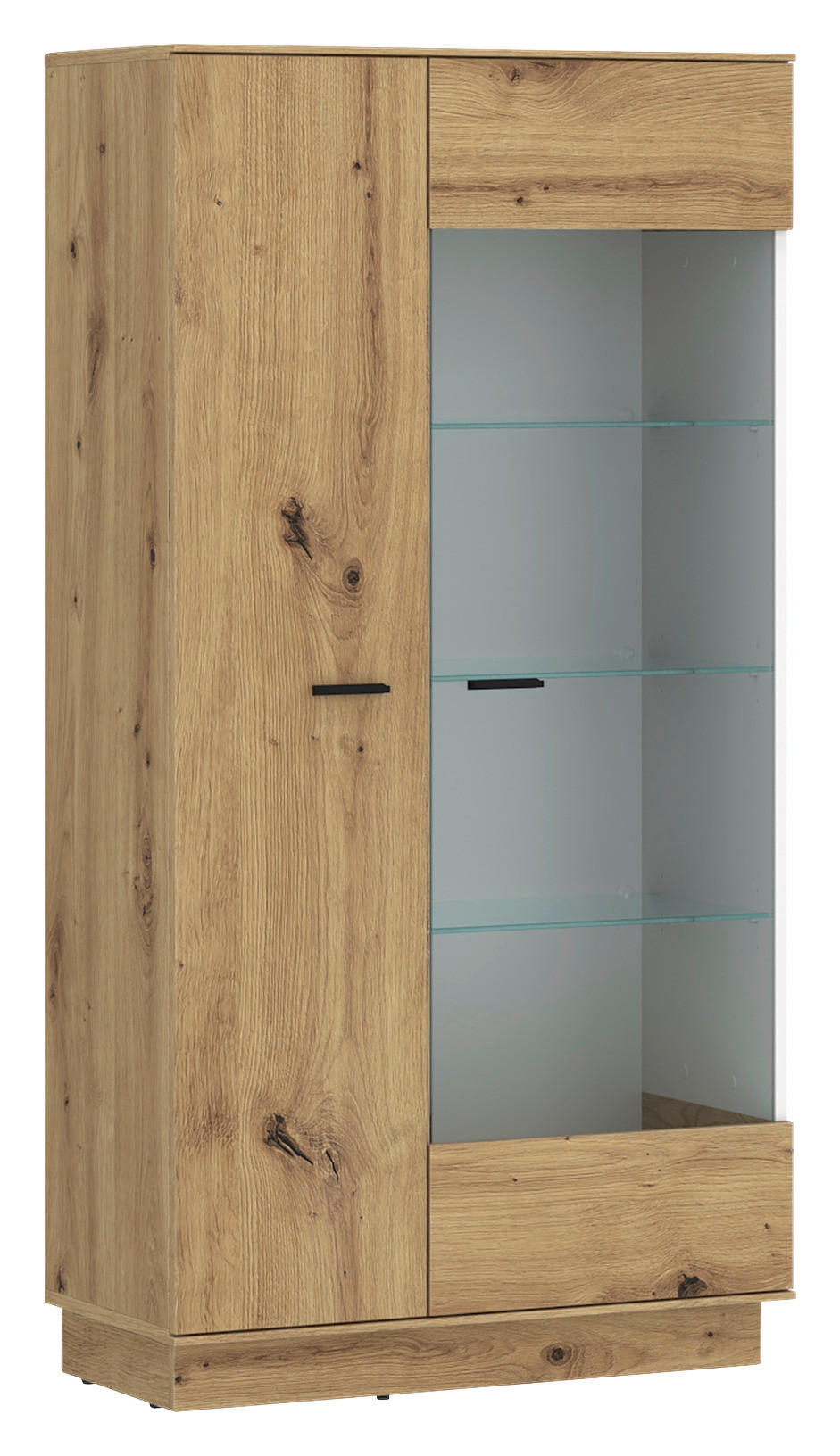 Standvitrine Covelo Eiche Artisan Oak Nachbildung weiß B/H/T: ca. 75x150x40 cm Covelo - Eiche/weiß (75,00/150,00/40,00cm)