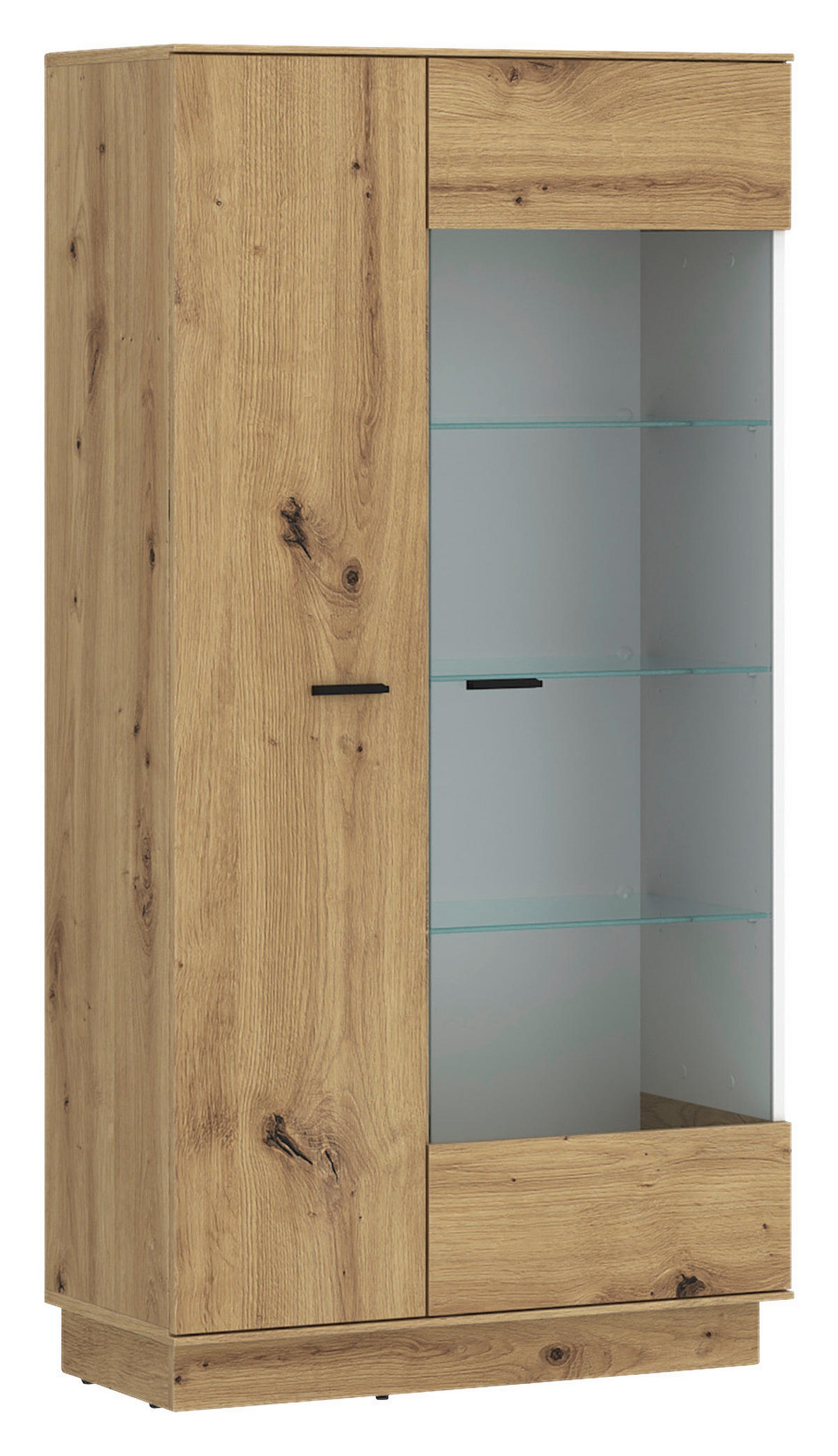 Standvitrine Covelo Eiche Artisan Oak Nachbildung weiß B/H/T: ca. 75x150x40 cm Covelo - Eiche/weiß (75,00/150,00/40,00cm)
