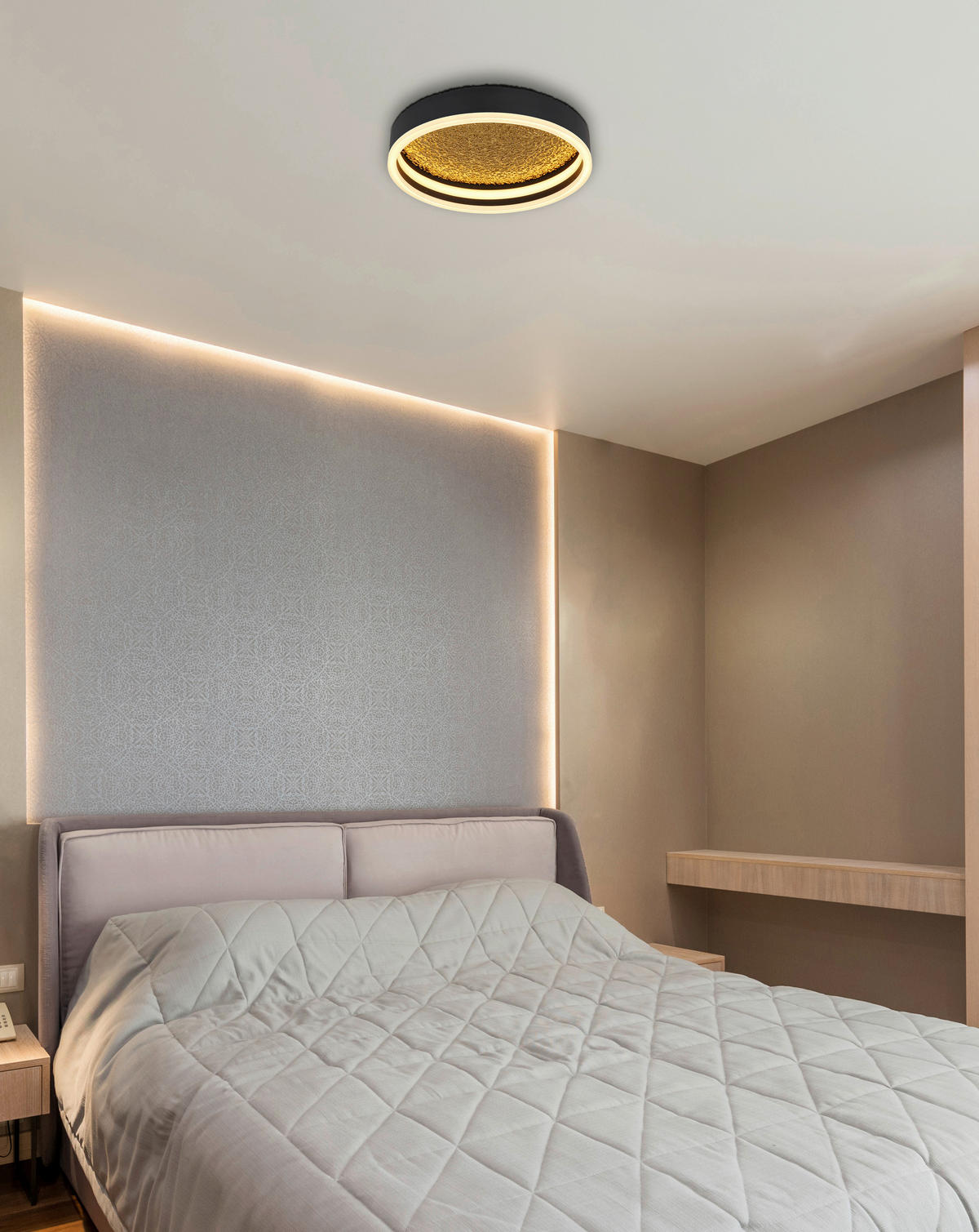 GLOBO LED-Deckenleuchte 48460-24 Hedi Opal gold schwarz weiß Metall Acryl Silikon H/D: ca. 7,5x30 cm 1 Brennstellen Hedi - gold/weiß (30,00/7,50cm) - GLOBO