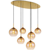 GLOBO Pendelleuchte JAMESSA 15788-6H amber messing Metall B/H/L: ca. 47,5x150x97,5 cm E27 6 Brennstellen JAMESSA - messing/amber (97,50/47,50/150,00cm) - GLOBO