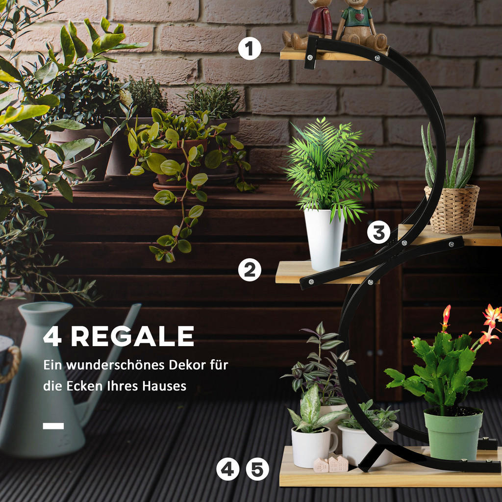 Thumbnail - Outsunny Blumenständer natur Holz B/H/L: ca. 25x91x46 cm