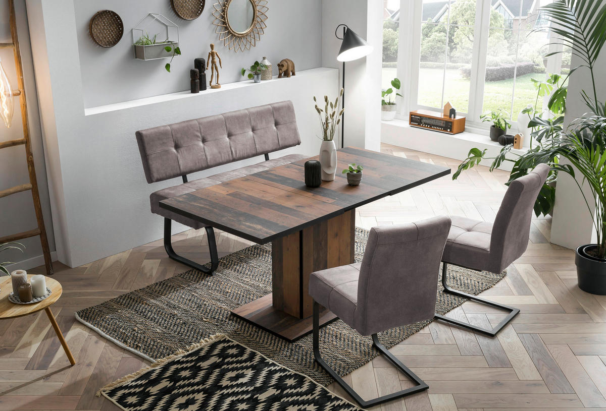 Essgruppe Luise II grau Microfaser B/H/T: ca. 160x76x80 cm Luise II - grau (160,00/76,00/80,00cm) - Hela