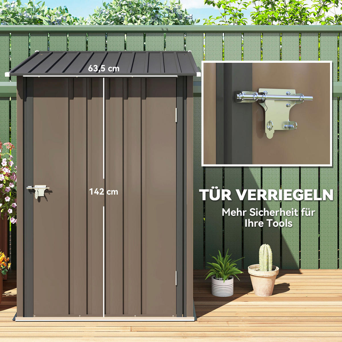 Outsunny Gerätehaus braun B/H/L: ca. 103x160x100 cm Gerätehaus - braun (100,00/103,00/160,00cm) - Outsunny