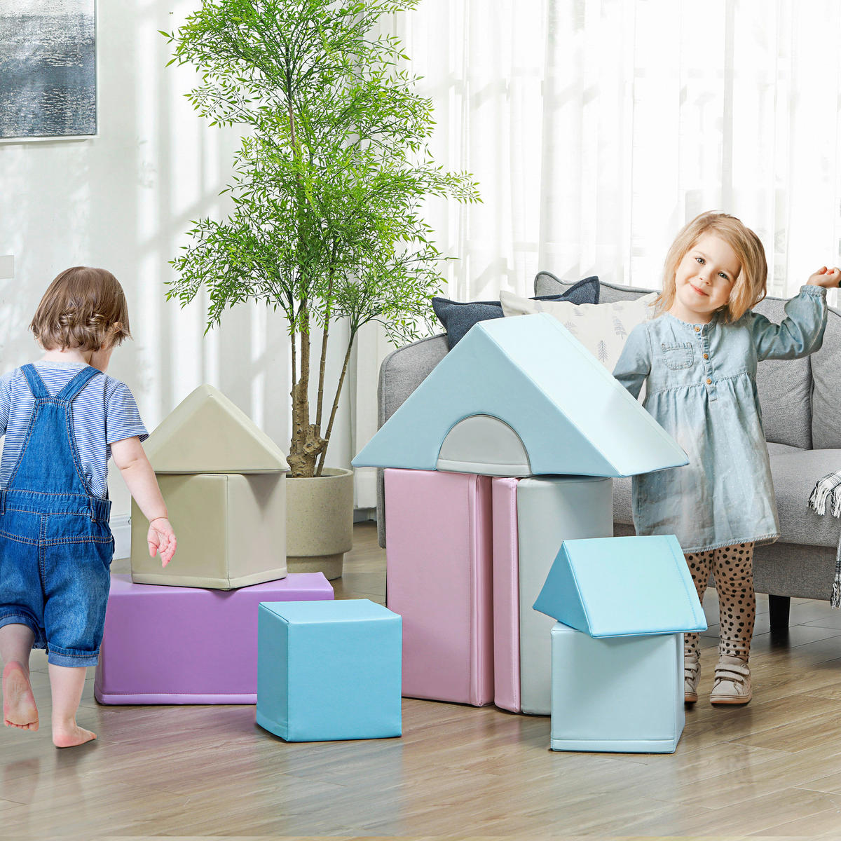 HOMCOM Bausteinset B/H/L: ca. 25x50x25 cm Bausteinset - multicolor (25,00/25,00/50,00cm) - HOMCOM