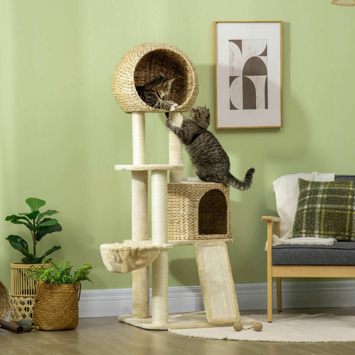 PawHut Kratzbaum beige Spanplatte B/H/L: ca. 60x60x150 cm Kratzbaum - beige (150,00/60,00/60,00cm) - PawHut